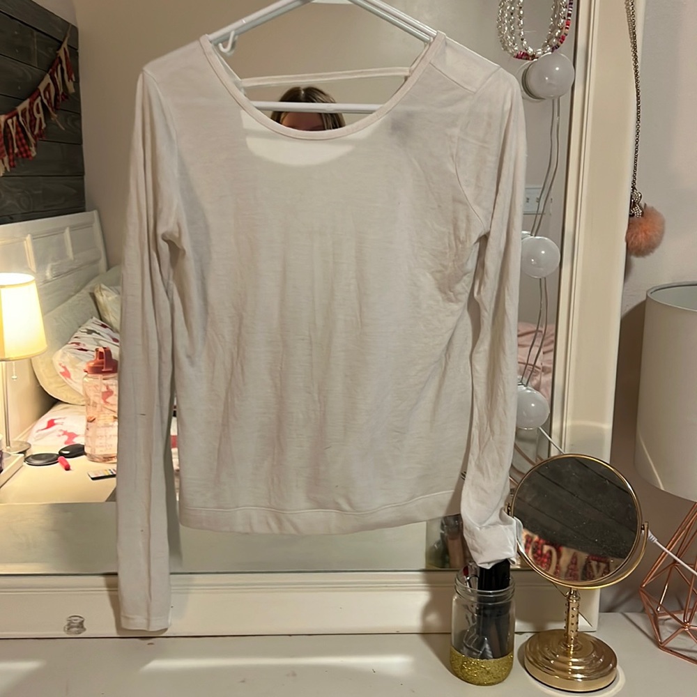 White Long Sleeve Open back Shirt
